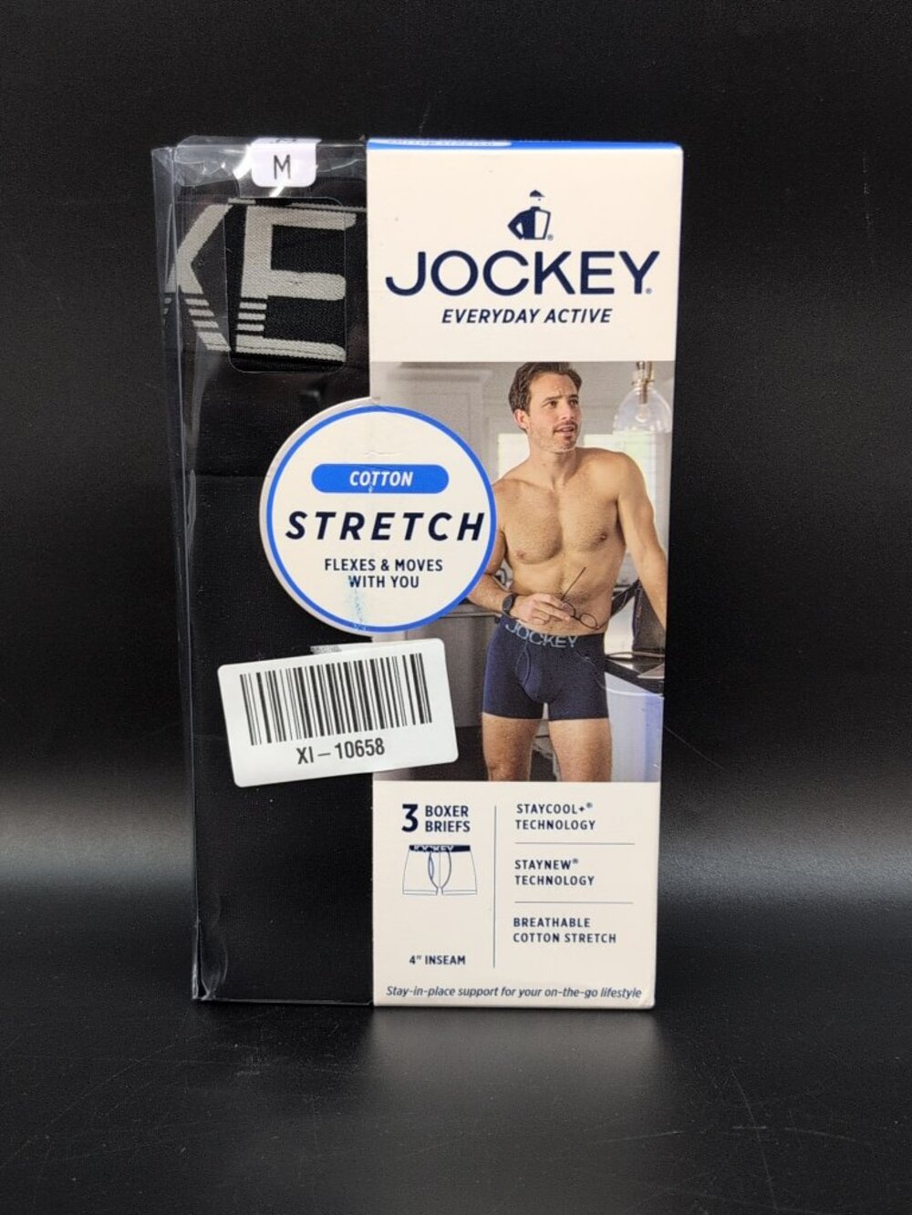 Jockey Everyday Active Cotton Stretch 4" Men's Boxer Briefs 3-Pack Medium NIB